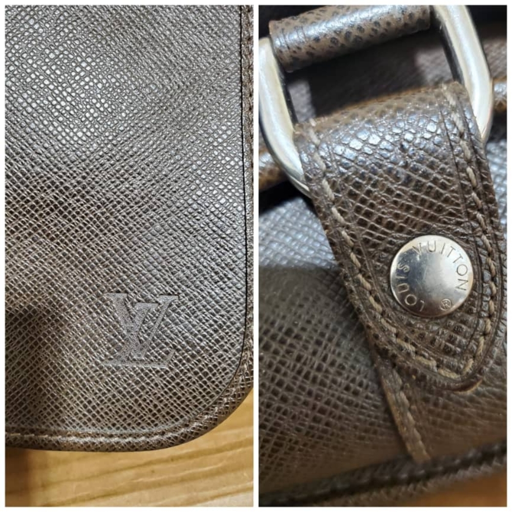 Authentic LOUIS VUITTON Grizzli Taiga Leather Andrei Messenger Bag - Picture 6 of 10